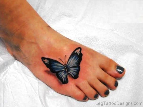 Realistic Butterfly Tattoo On Foot