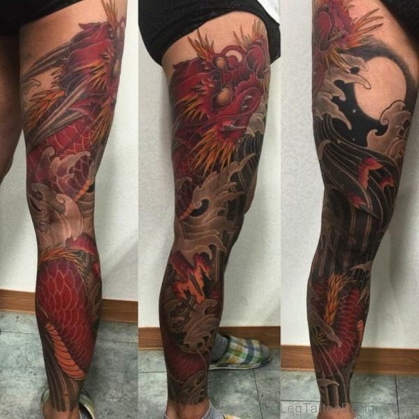 Red Asian Dragon Tattoo