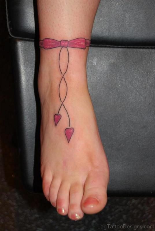 Red Bow Ankle Tattoo Design