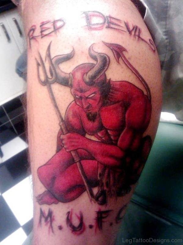 Red Devil Tattoo On Leg