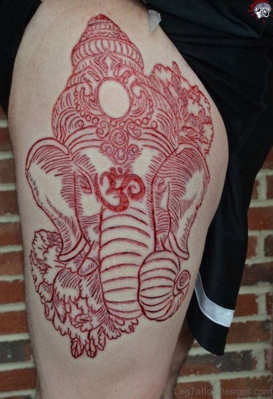Red Elephant Designer Tattoo