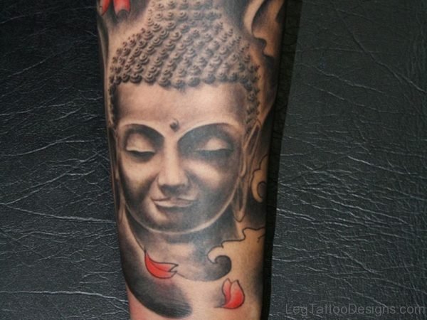 Red Flower Buddha Tattoo