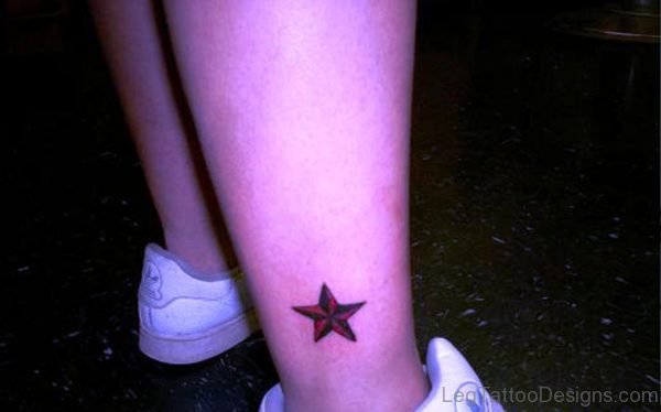 Red Star Tattoo On Ankle