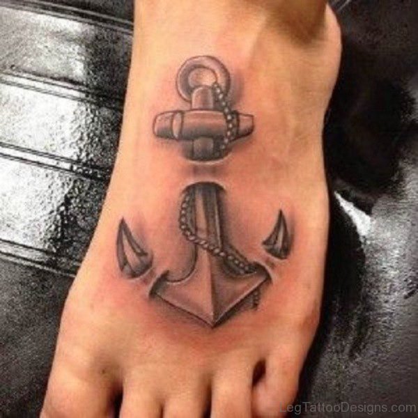 Ripped Skin Anchor Tattoo On Foot