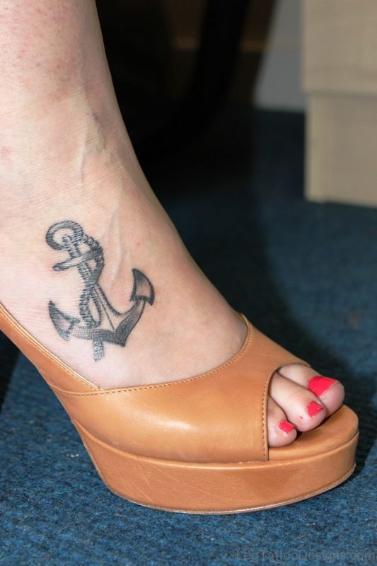 Rope Anchor Tattoo Design On Foot
