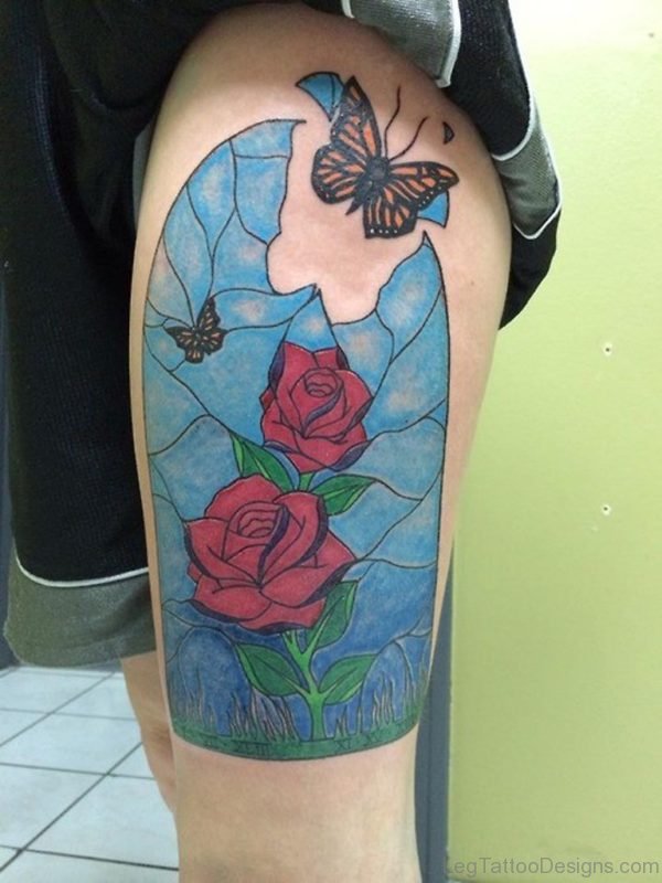 Rose And Butterfly Tattoo