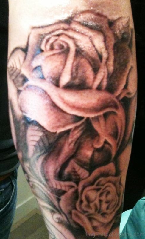 Roses Tattoo Design On Calf