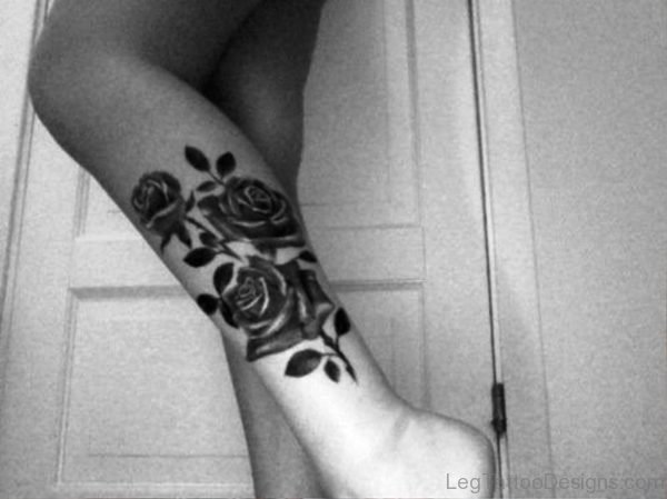 Roses Tattoo On Calf