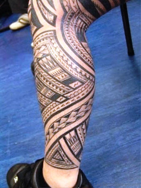 Samoan Tattoo On Calf