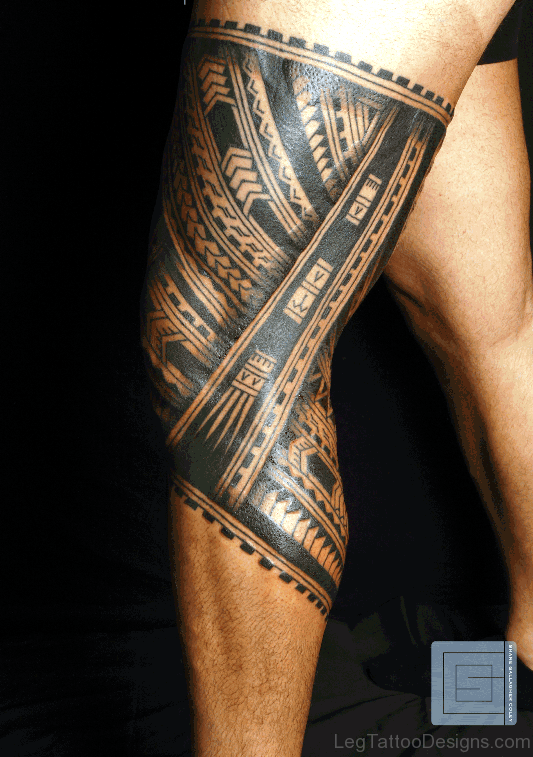 Samoan Tribal Leg Band Tattoo
