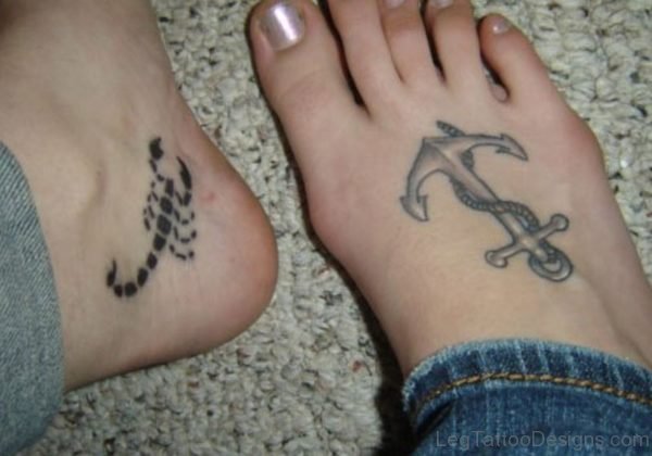 Scorpio Anchor Foot Tattoo