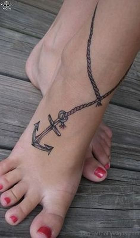 Simple Anchor Foot Tattoo