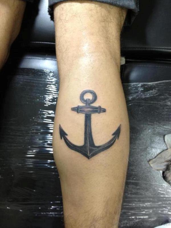 Simple Anchor Leg Tattoo