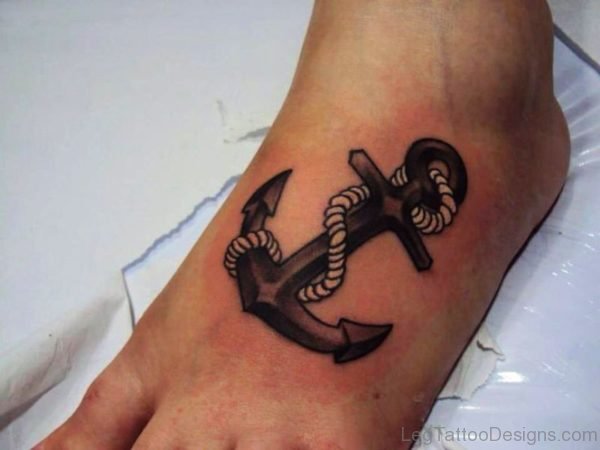 Simple Anchor Tattoo On Foot 