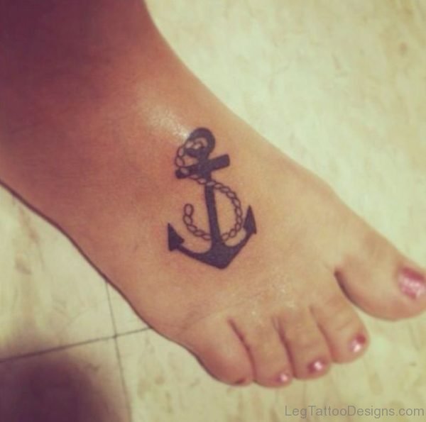 Simple Anchor Tattoo On Foot