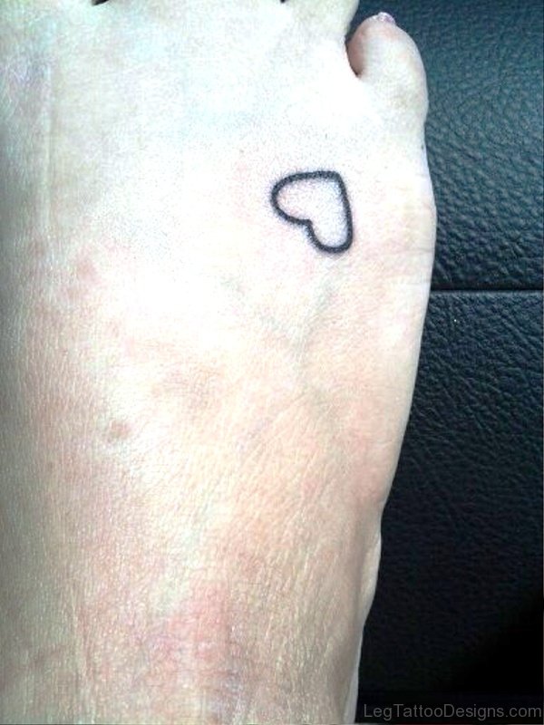 Simple Black Heart Tattoo On Foot