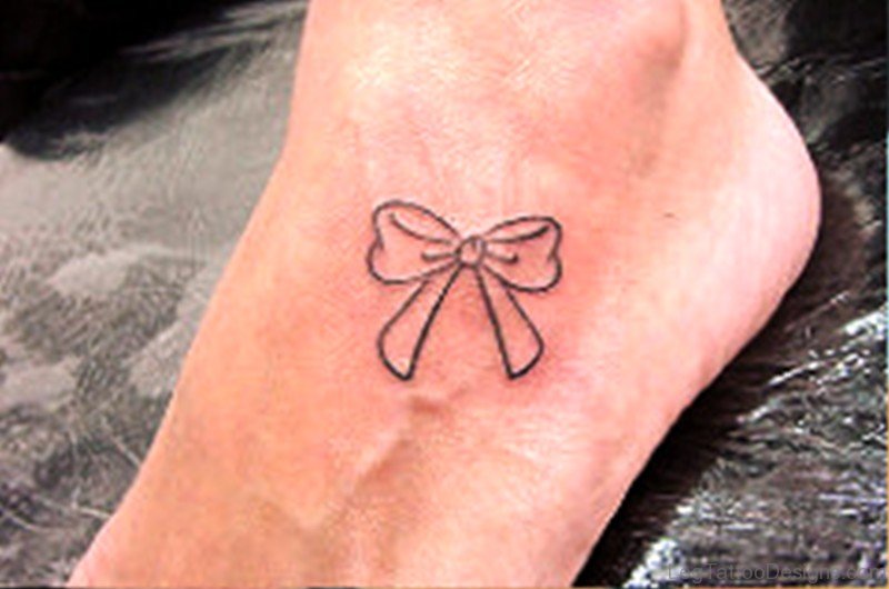Simple Bow Tattoo On Foot