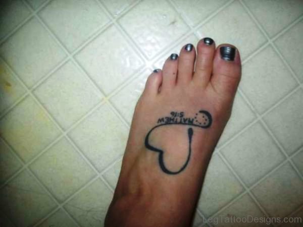 Simple Heart Tattoo On Foot