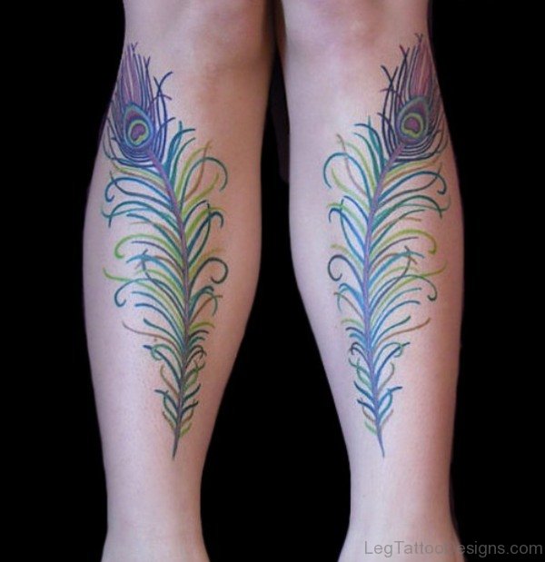 30 Colorful Peacock Tattoos On Leg