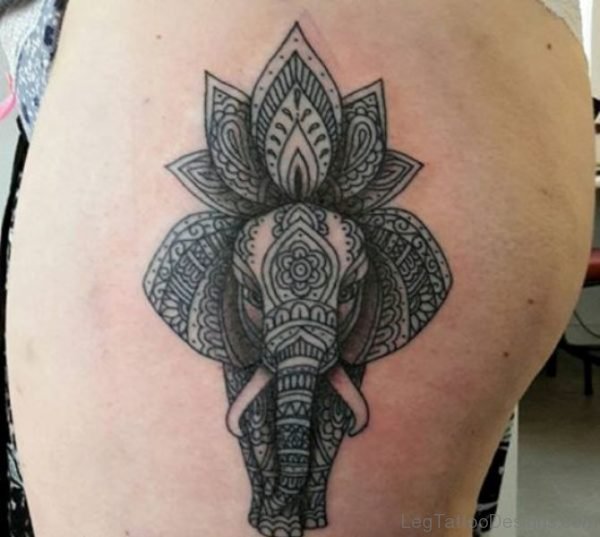 Simple Small Elephant Tattoo On Thigh