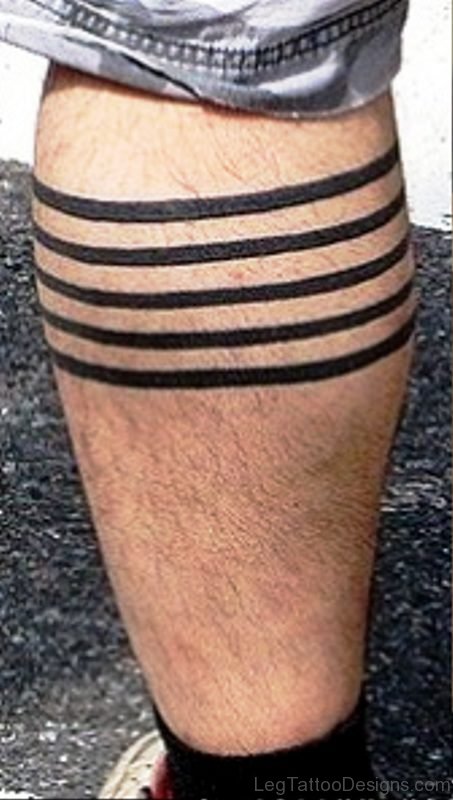 Simple Soild Band Tattoo On Leg