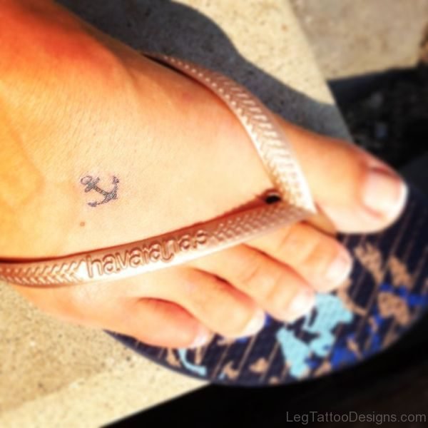 Small Anchor Foot Tattoo