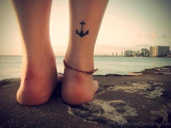 Small Anchor Leg Tattoo