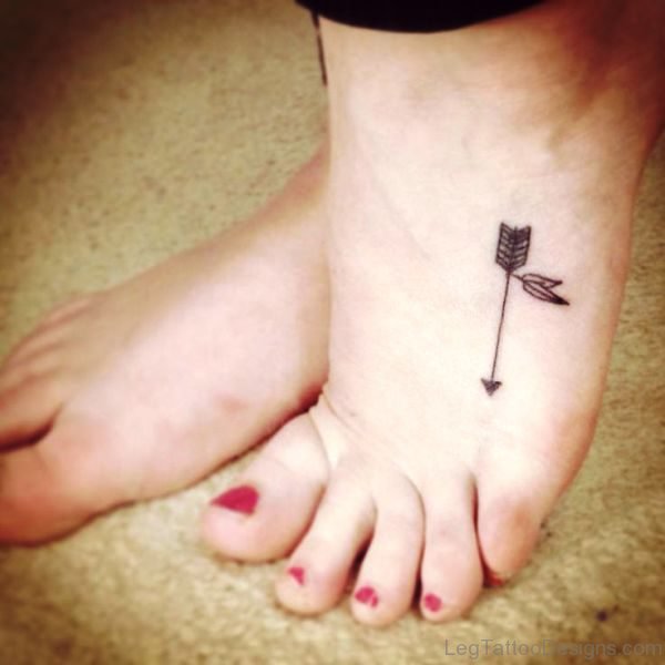 Small Arrow Tattoo With Feathers