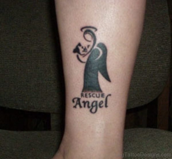 Small Black Angel Tattoo