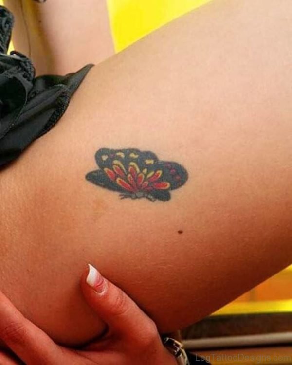 Small Butterfly Tattoo On Thigh
