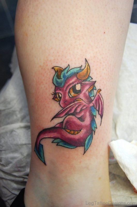 Small Dargon Tattoo On Leg