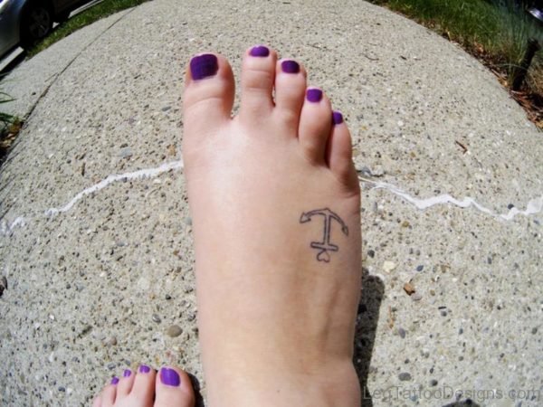 Small Heart Anchor Foot Tattoo