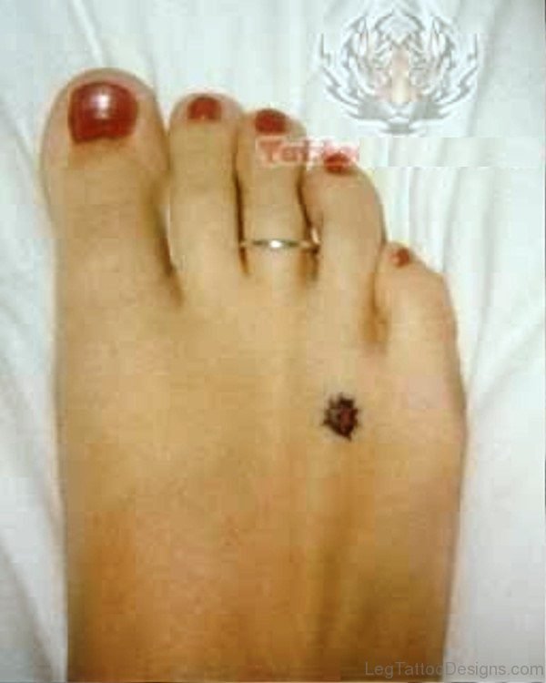 Small Ladybug Tatoo On Foot