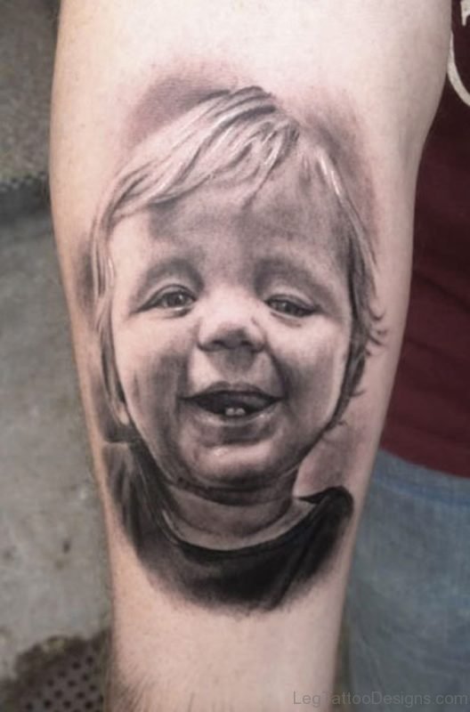 Smiling Baby Portrait Tattoo