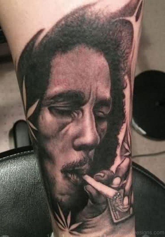 Smoking Bob Tyrrell Portrait Tattoo
