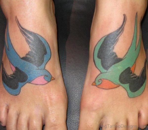 Sparrow Tattoo Design On Foot