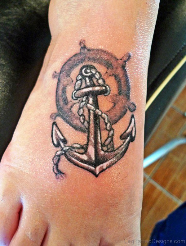 Splendid Anchor Tattoo On Foot
