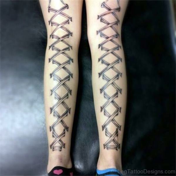 Splendid Corset Tattoo On Both Legs