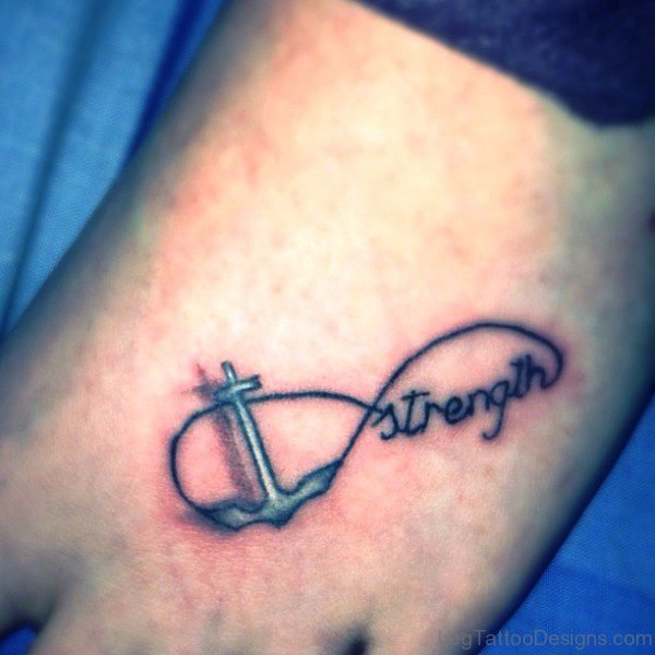 Strebgth Anchor Tattoo With Infinity Design