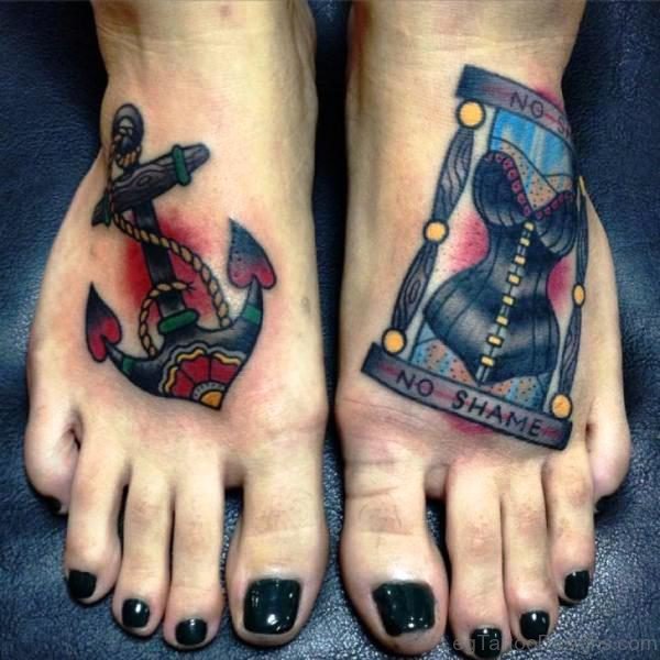 Stunning Anchor Tattoo Design On Foot