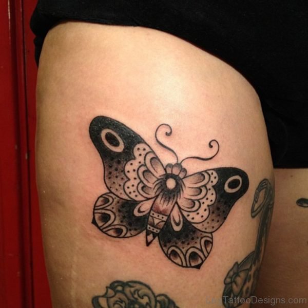Stunning Butterfly Tattoo on Thigh
