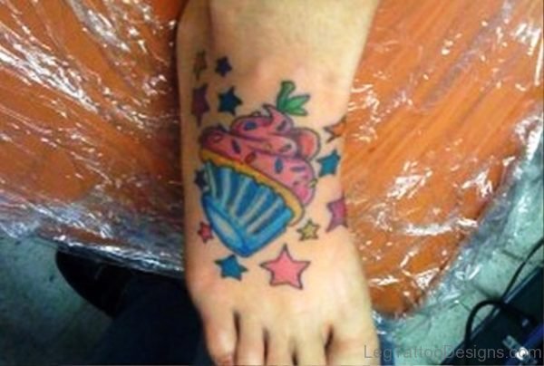 Stunning Cupcake Tattoo On Foot