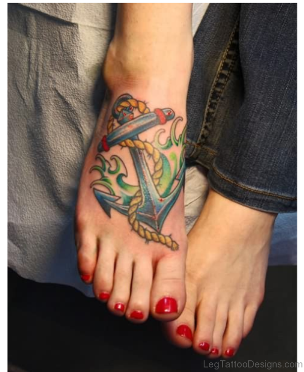 Stylish Anchor Foot Tattoo