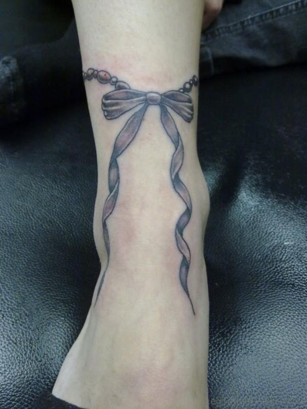 Stylish Bow Tattoo On Ankle