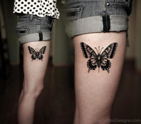 Stylish Butterfly Tattoo on Thigh