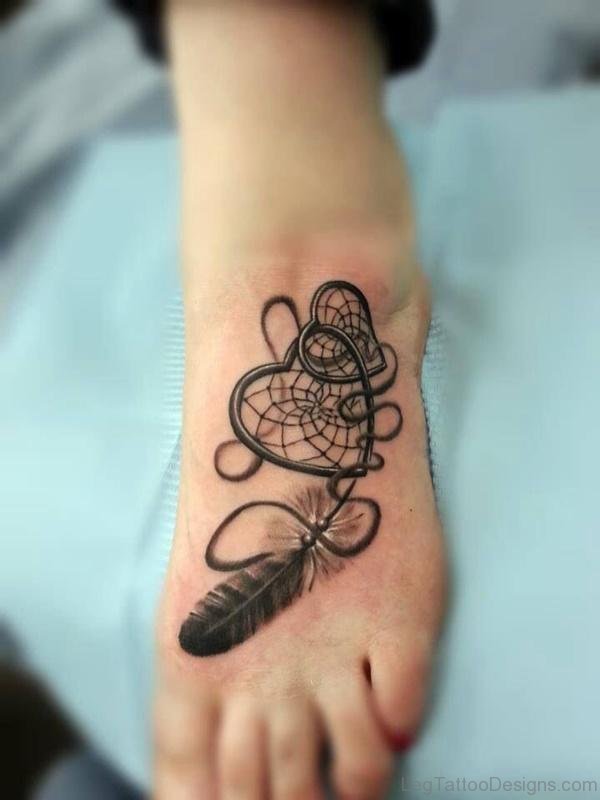 Stylish Heart Tattoo On Foot