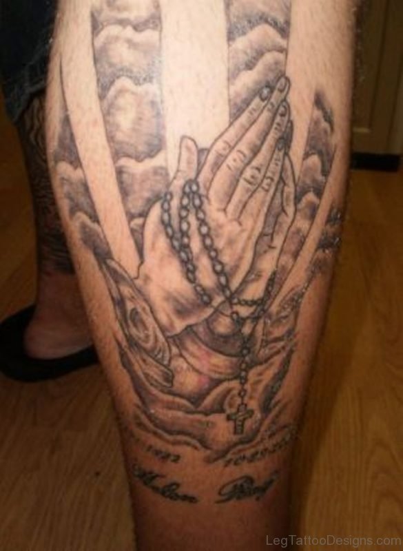 Stylish Praying Hands Tattoo