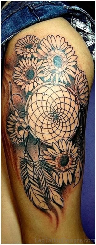 Sunflowers And Dreamcatcher Tattoo