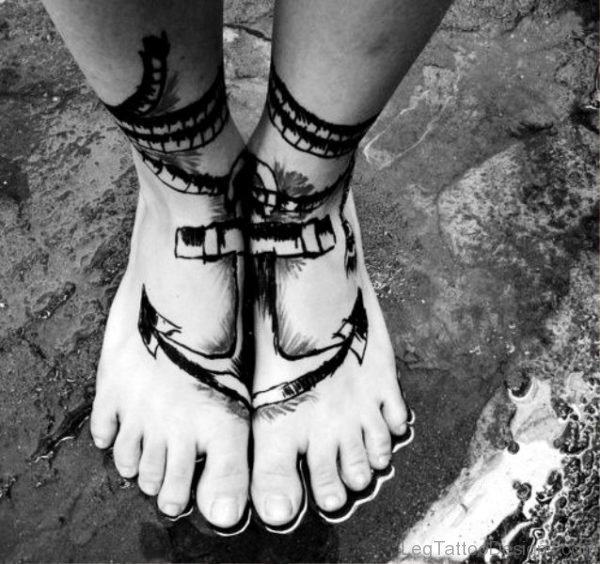 Superb Anchor Tattoo On Feet