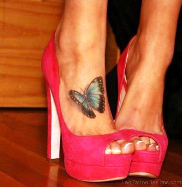 Superb Butterfly Tattoo On Foot